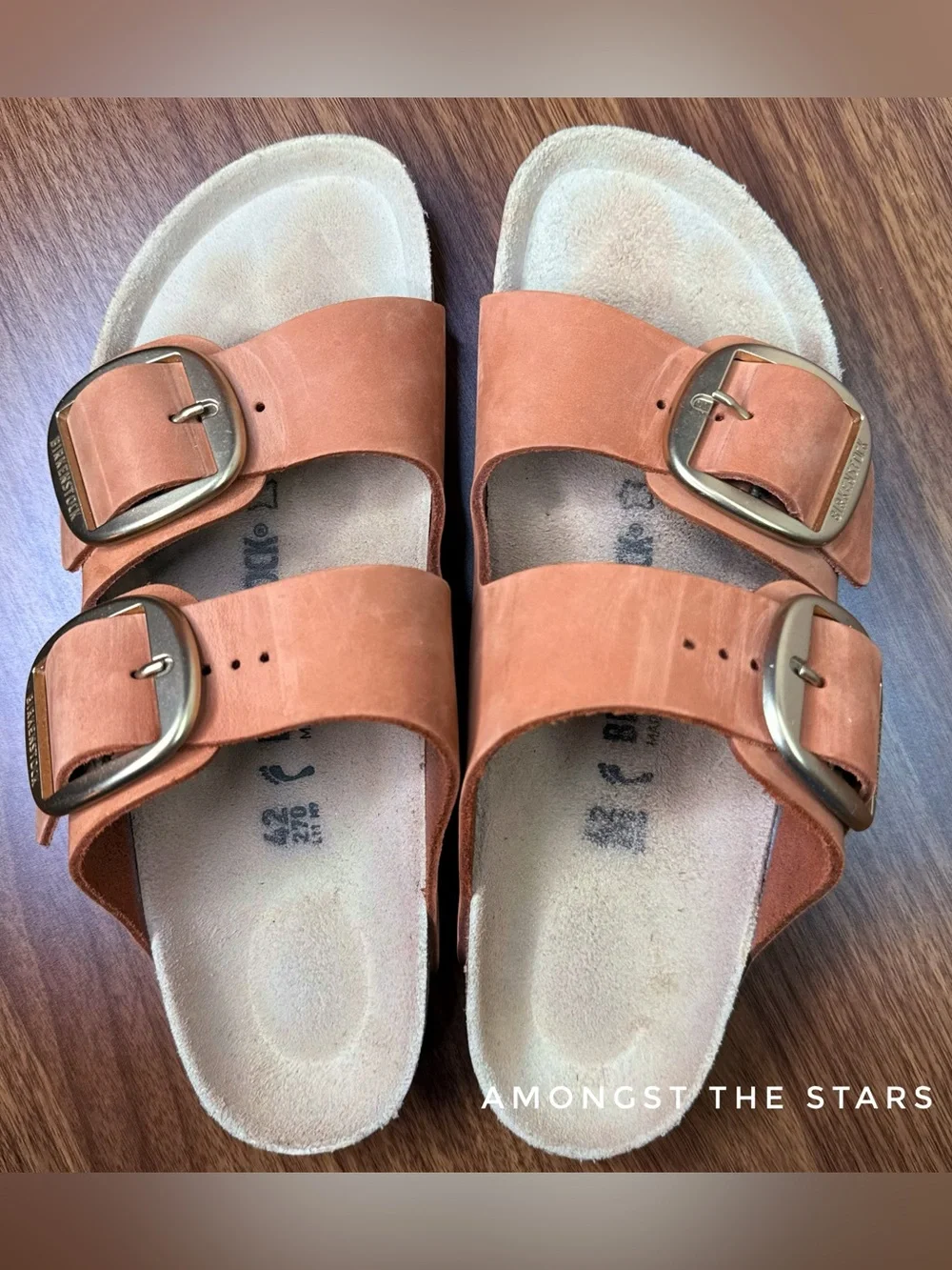 Birkenstock Arizona Big Buckle Brandy Nubuck Leather Double Strap Sandals